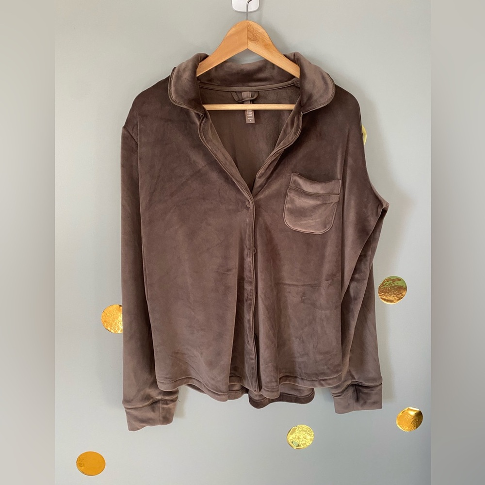 Skims Velour Pajama Shirt